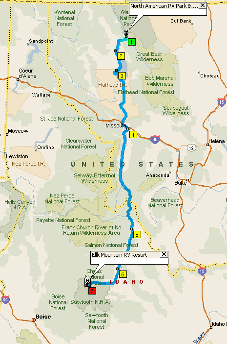 West Glacier to Stanley, ID
