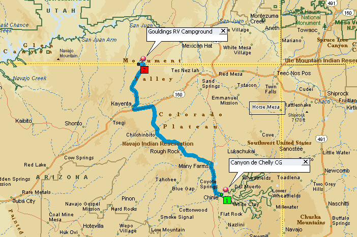 Canyon de Chelly to Monument Vallley