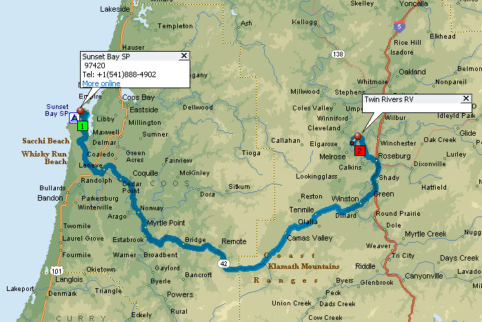 Sunset Bay to Roseburg