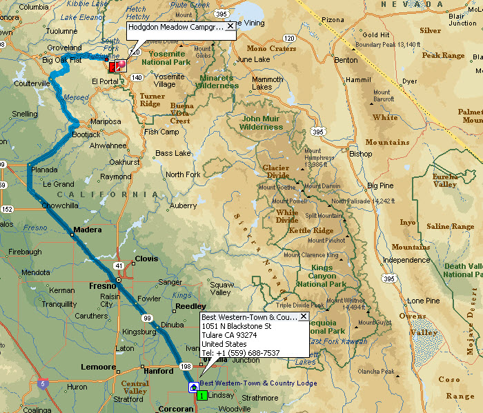 Tulare to Hodgdon Meadow CG